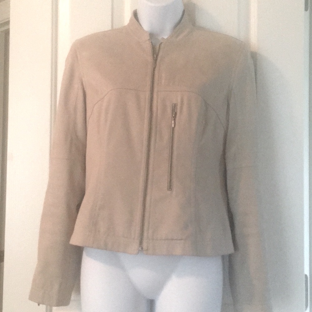 Vegan suede moto style jacket, fully lined